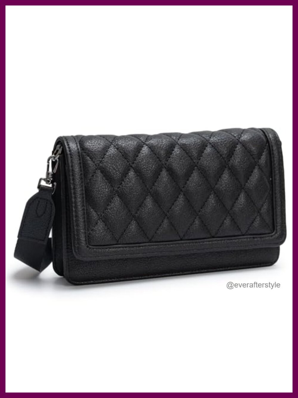 Quilted Crossbody Bag Vegan Leather Wallet Purse with Card Slots & Phone Holder